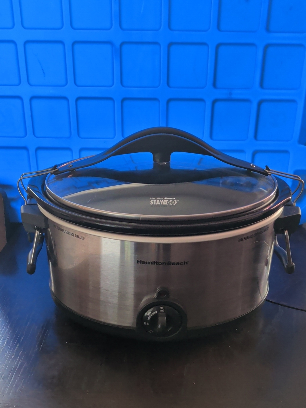 Hamilton Beach Stay Or Go Stainless Steel Slow Cooker with Glass Lid